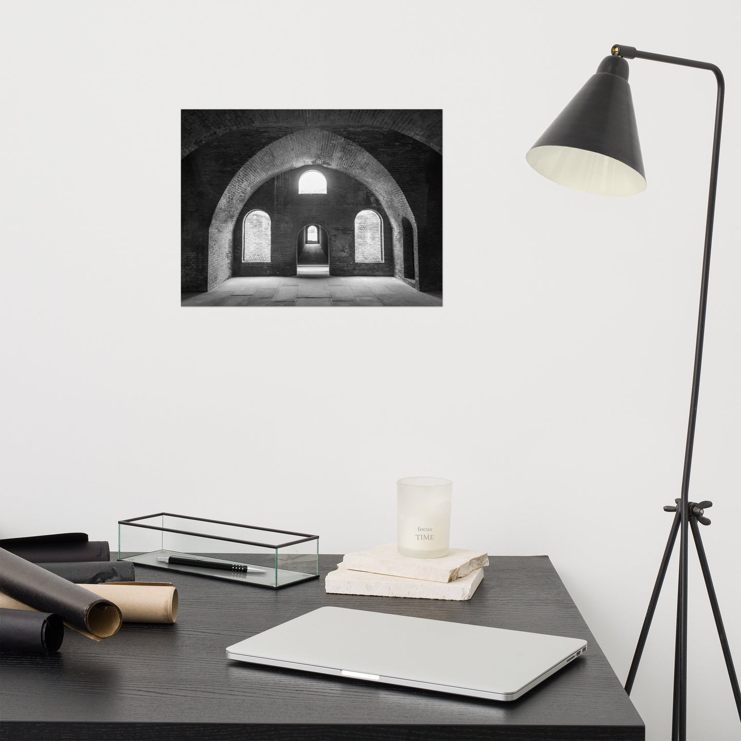 Fort Clinch Bunker Room Black and White 2 Architectural Photo Loose Wall Art Print
