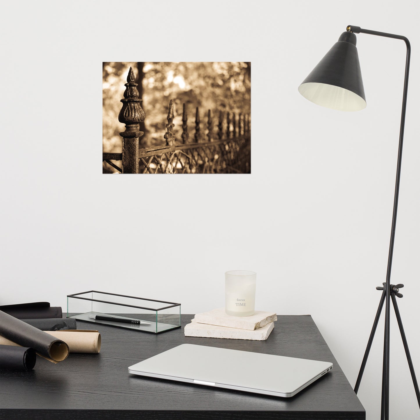 Sepia Antique Fence Abstract Rustic Farmhouse Style Photo Loose / Unframed Wall Art Print