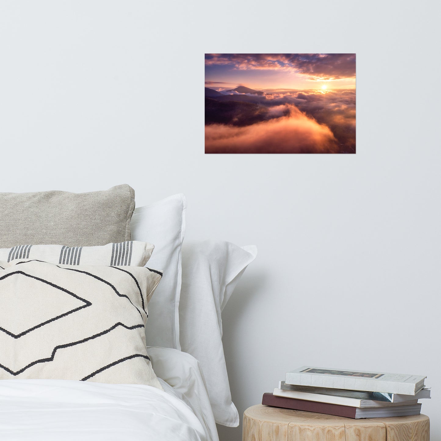 Heaven On Earth Mountains in Clouds at Sunrise Rustic Farmhouse Style Landscape Photo Loose Wall Art Prints