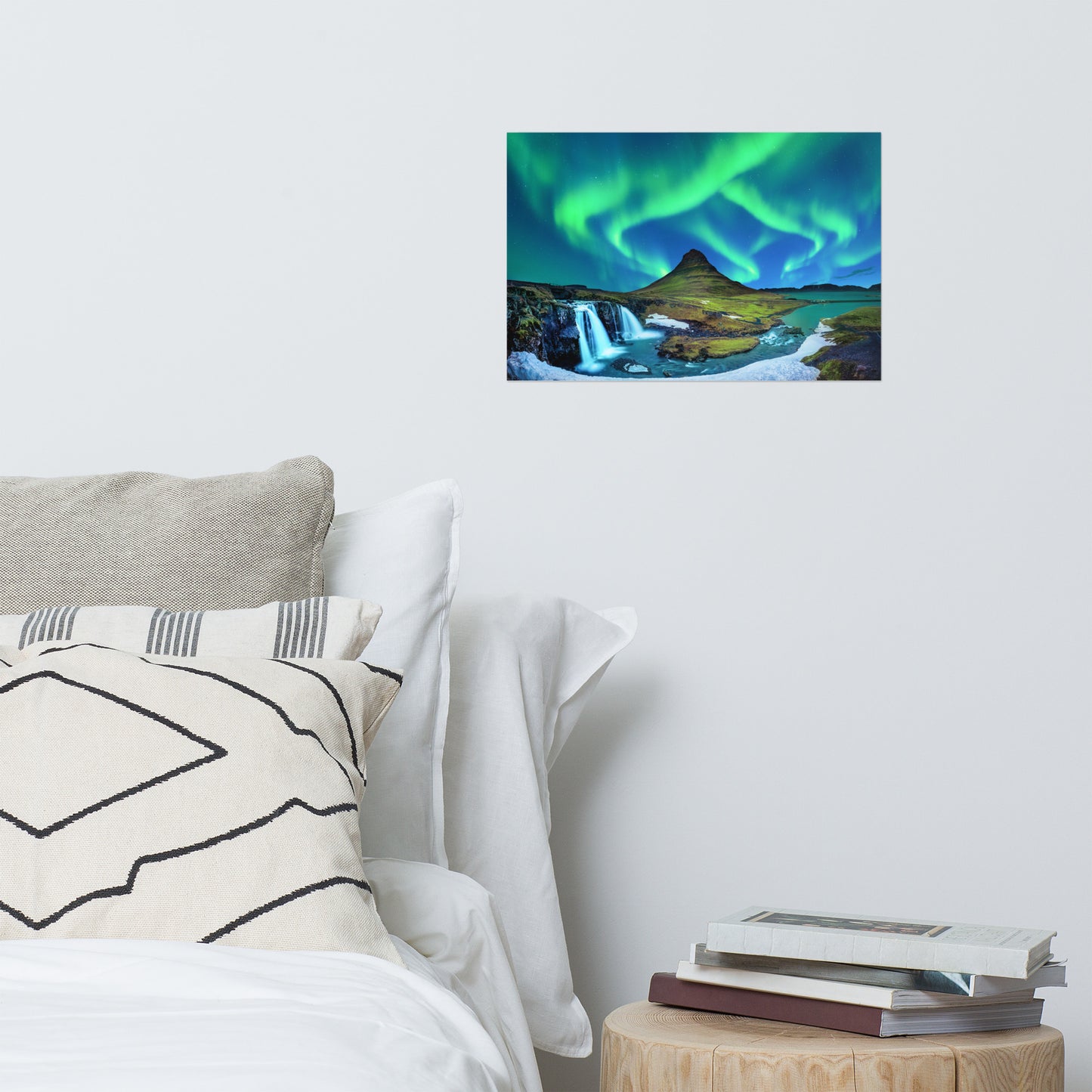 Winter Mountain Northern Lights Night Landscape Photo Loose Wall Art Prints