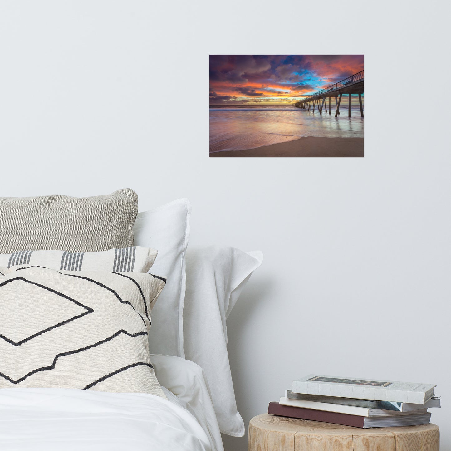 Dreamy Pier at Sunset Coastal Landscape Photo Loose Wall Art Prints