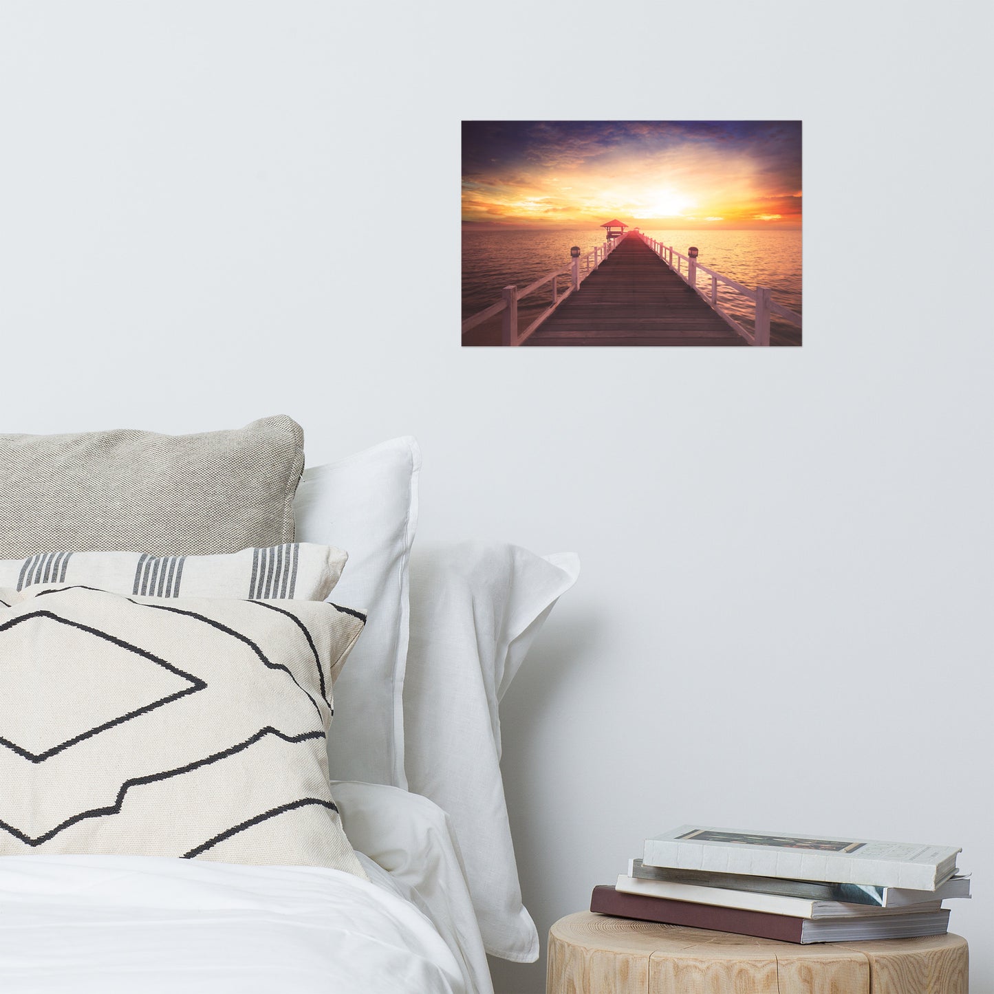 Surreal Wooden Pier at Sunset Landscape Photo Loose Wall Art Prints