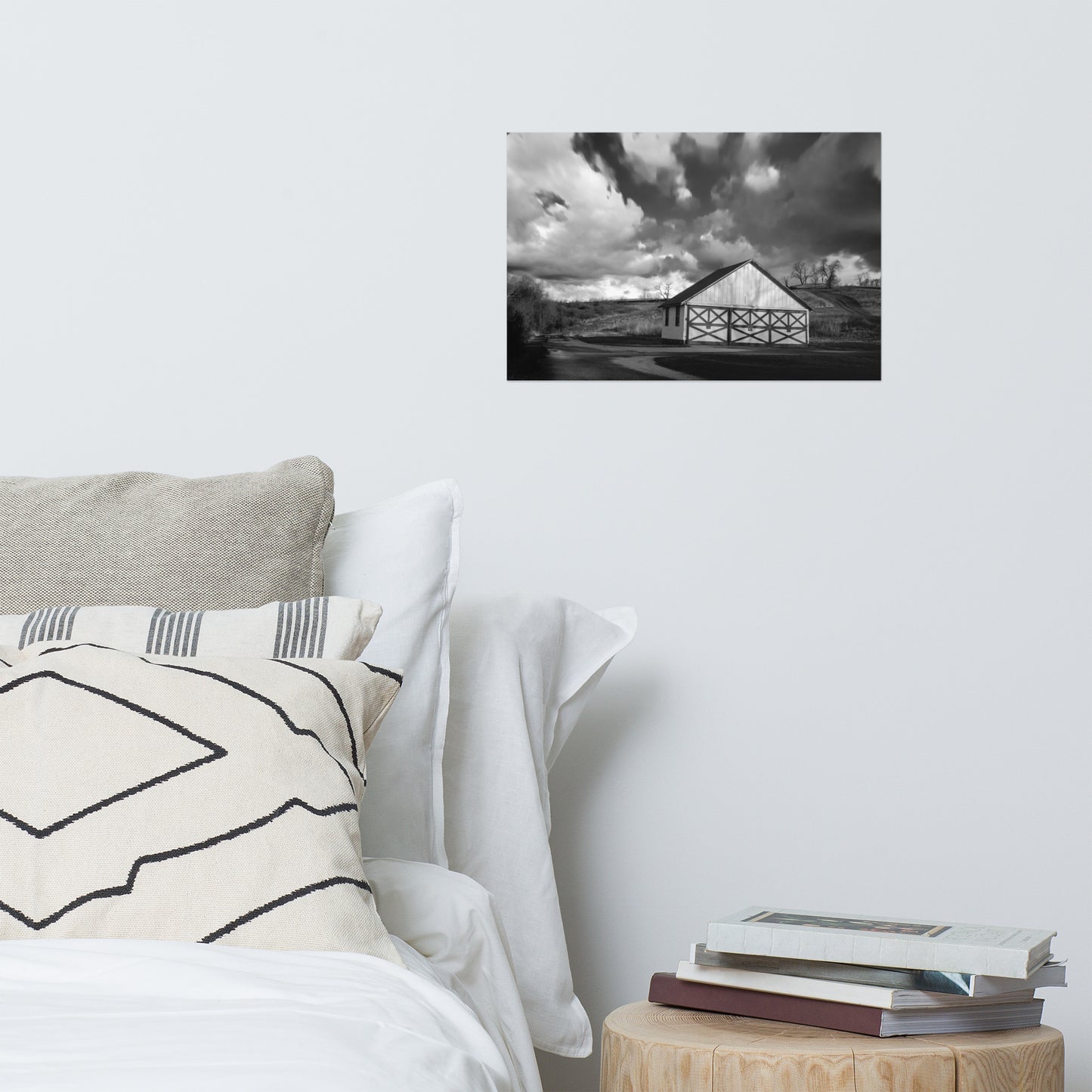 Bedroom Rustic Wall Decor: Aging Barn in the Morning Sun Black and White - Rural / Country Style Landscape / Nature Photograph Loose / Unframed / Frameless / Frameable Wall Art Print - Artwork