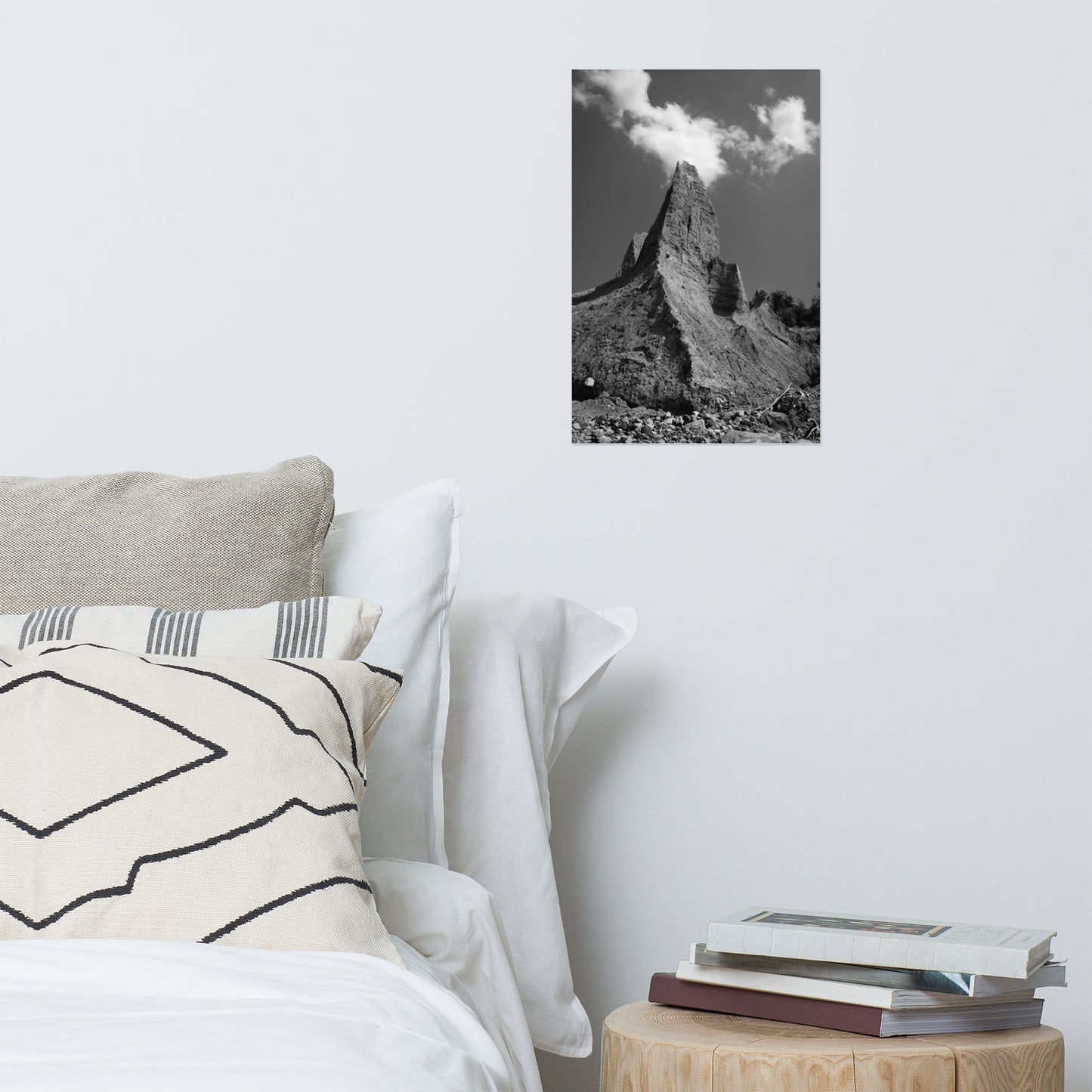 Chimney Bluff Black and White Rustic Landscape Photo Loose Wall Art Print