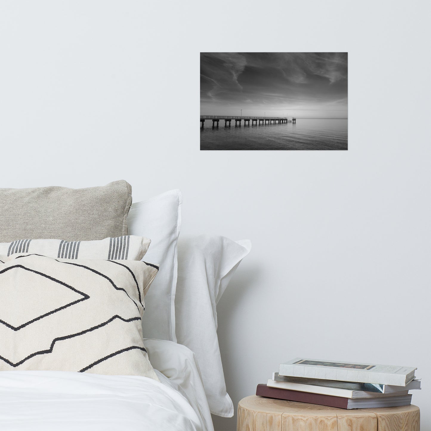 End of the Pier Black and White Landscape Photo Loose Wall Art Prints