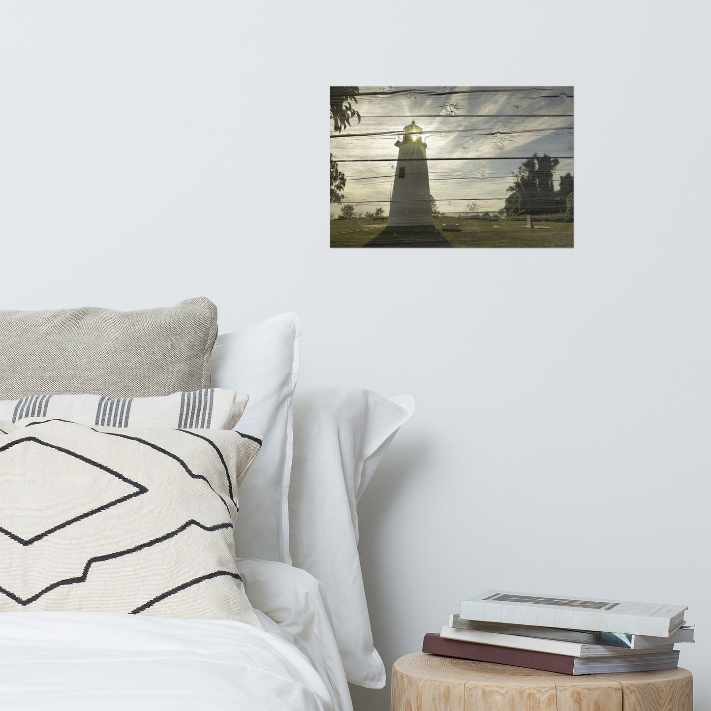 Faux Rustic Reclaimed Wood Turkey Point Lighthouse Loose Wall Art Prints