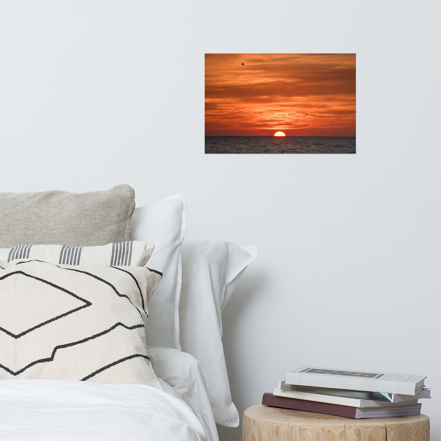 Fire in the Sky Coastal Sunset Landscape Photo Paper Wall Art Print