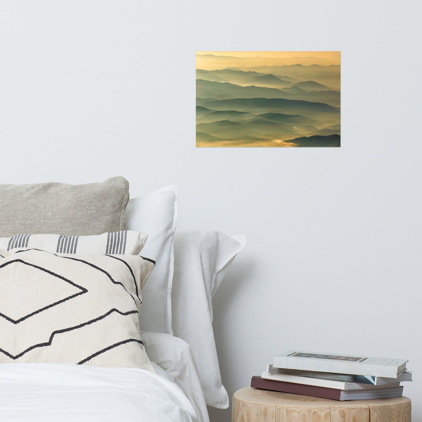 Foggy Mountain Layers at Sunset Landscape Photo Loose Wall Art Prints