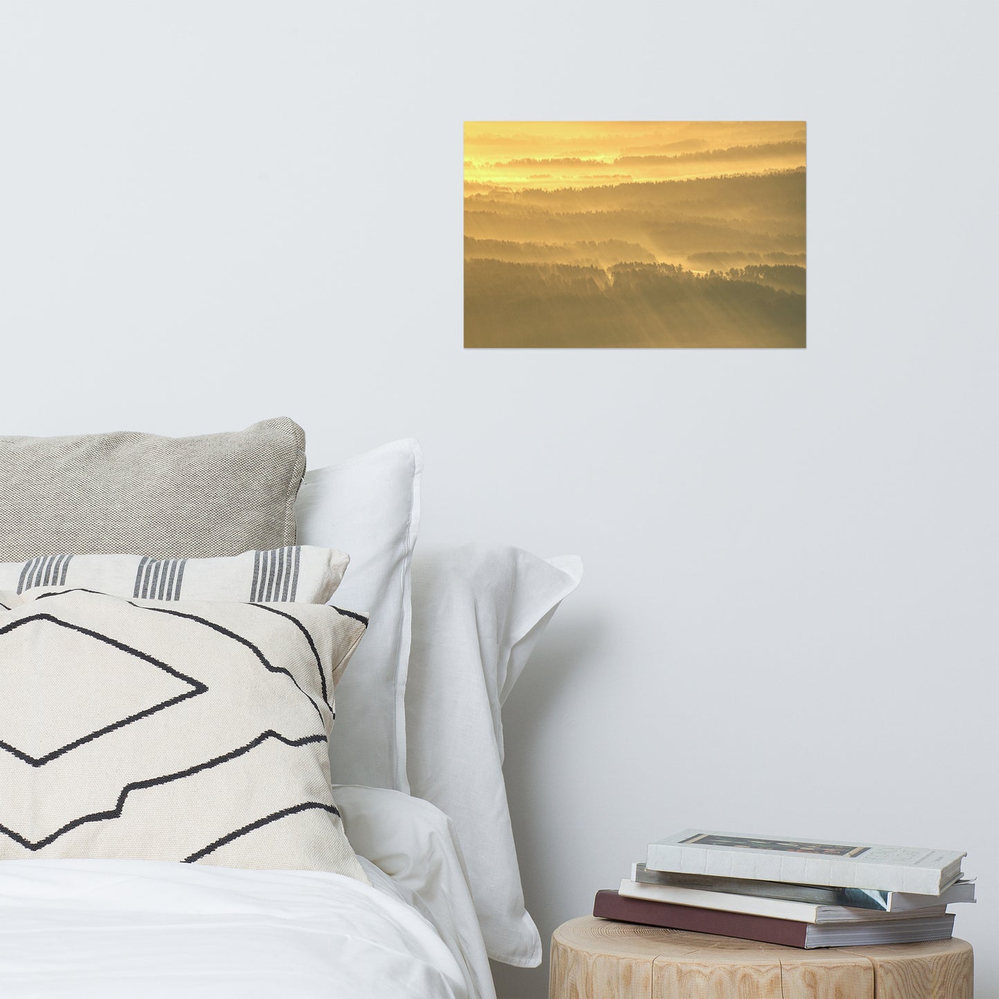 Golden Mist Valley - Hills & Mountain Range Rustic Farmhouse Style Landscape Photo Loose Wall Art Prints