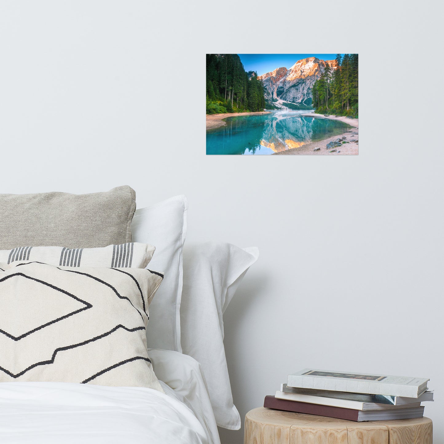 Rustic Lodge Wall Decor: Misty Lake and Snow-cap Mountain Reflections - Rural / Country Style / Rustic / Landscape / Nature Photograph Loose / Unframed Frameless / Frameable Wall Art Print - Artwork