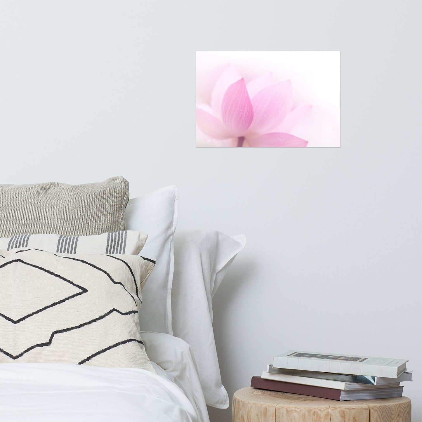 Peaceful Close-up Pink Lotus Petal Floral Nature Photo Loose Flower Wall Art Print