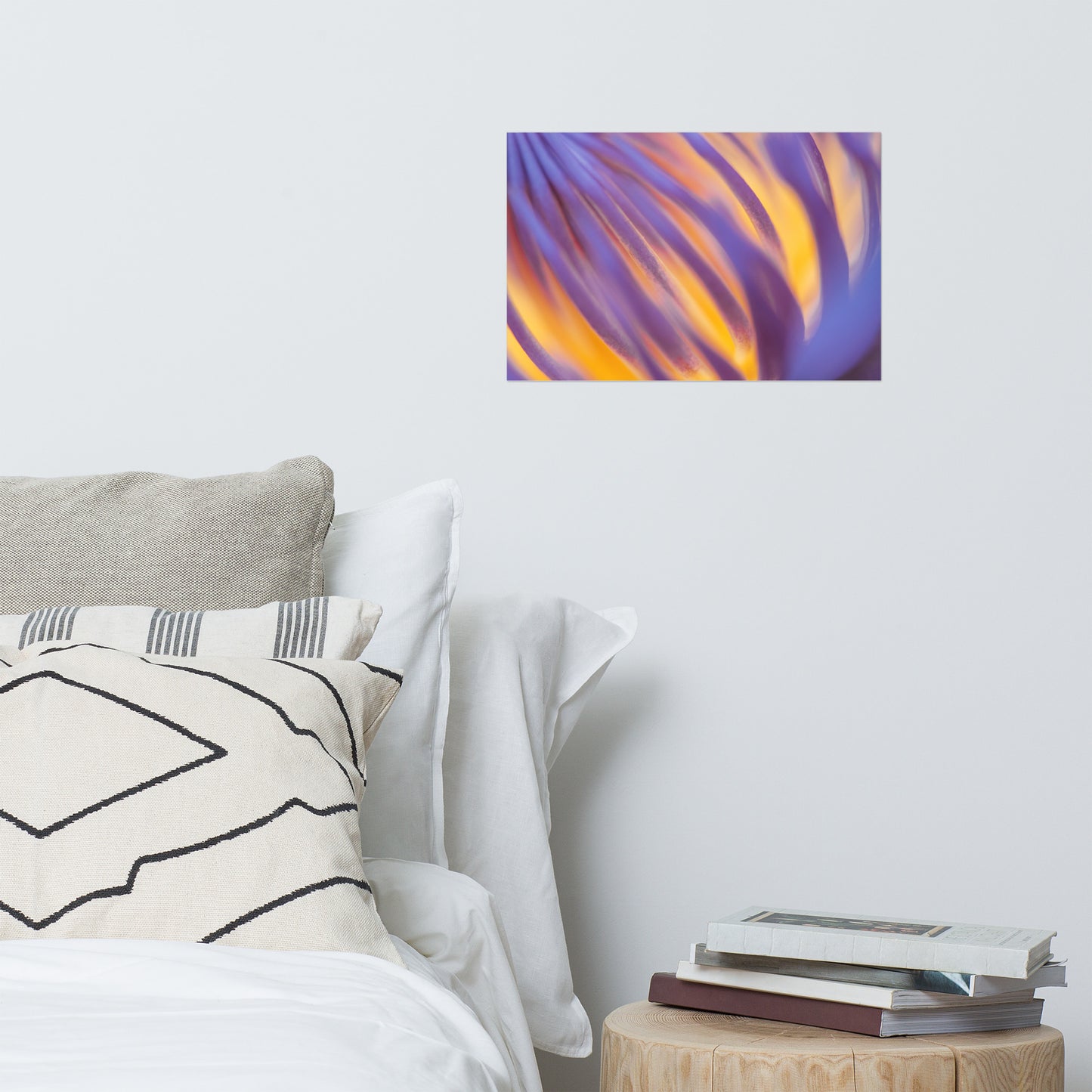 Purple and Yellow Lotus Flower Filaments Loose Nature Wall Art Print