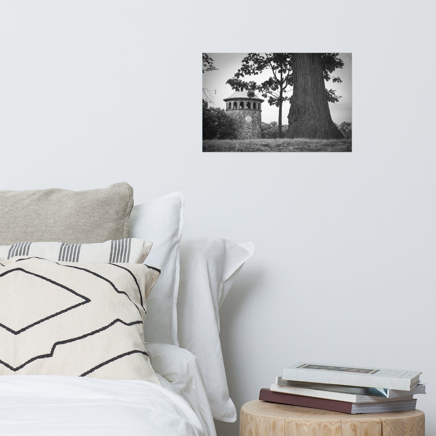 Rockford Tower 2 Rustic Farmhouse Style Black and White Landscape Photo Loose Wall Art Prints