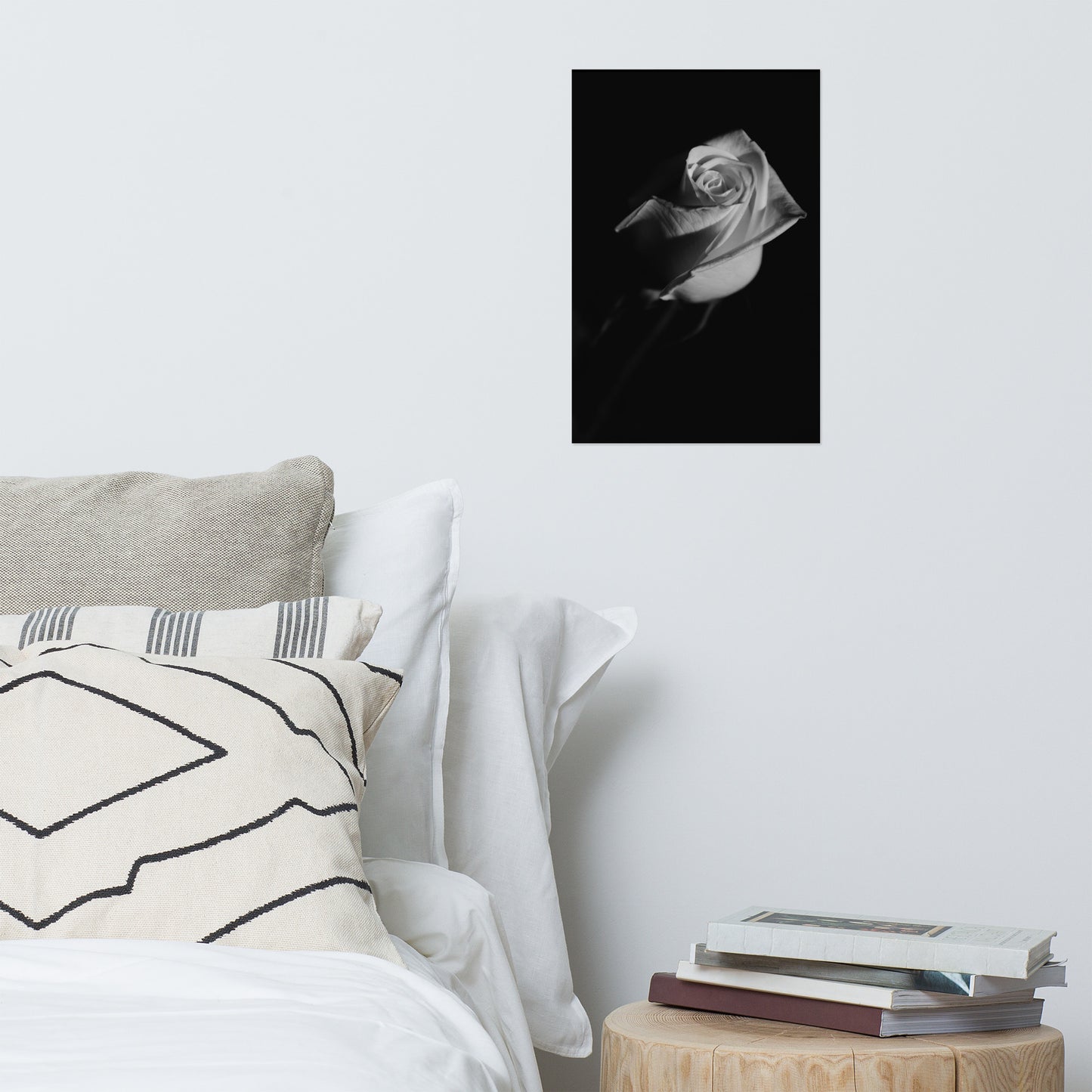 Rose on Black Black and White Floral Nature Photo Loose Unframed Wall Art Prints