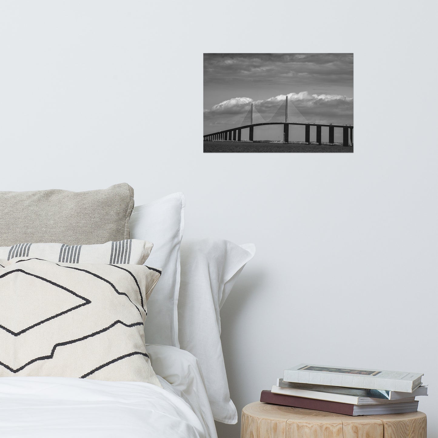 Skyway Bridge Black and White Architectural Landscape Photo Loose Wall Art Prints
