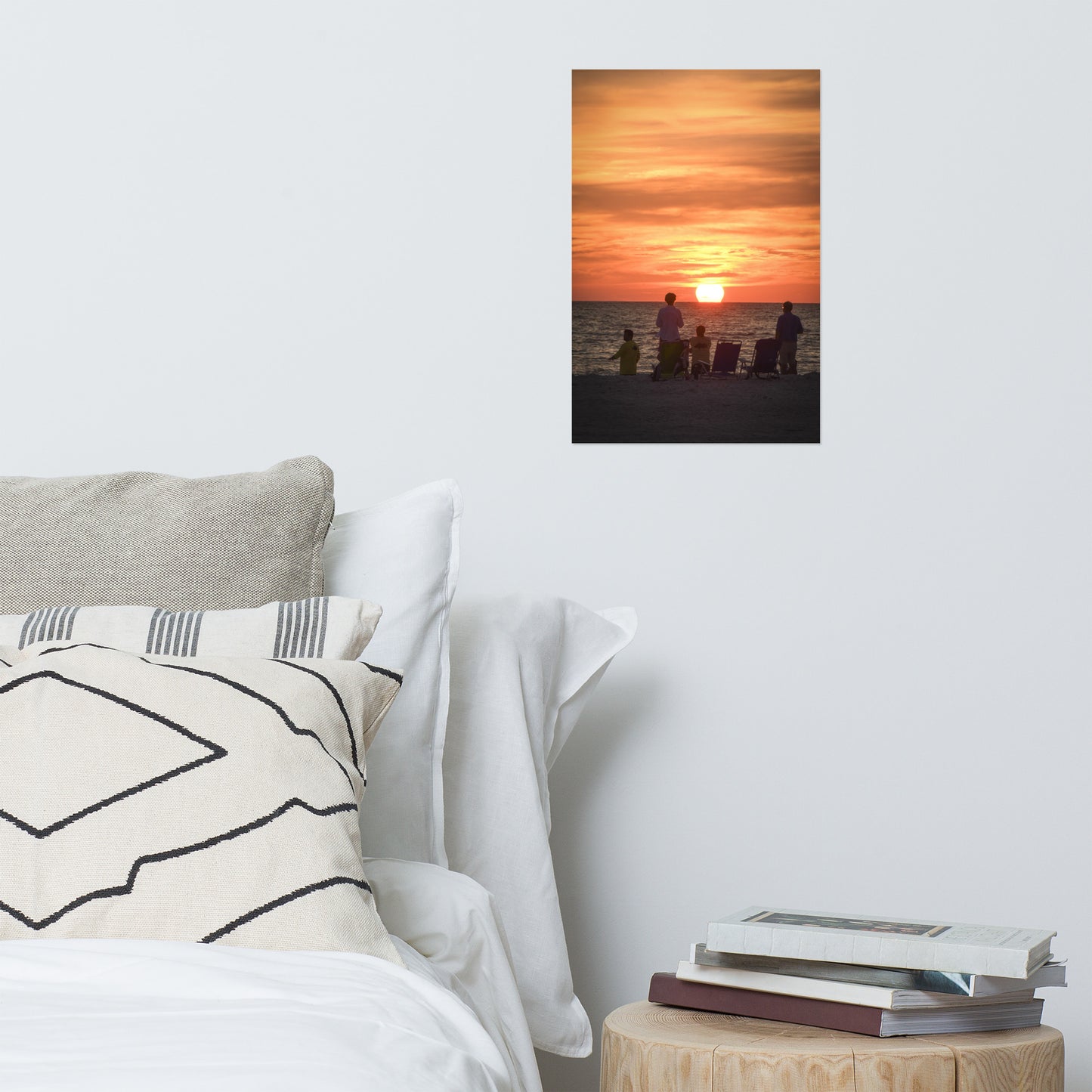 Summer Sunset Spectators Coastal Sunset Landscape Photo Paper Poster