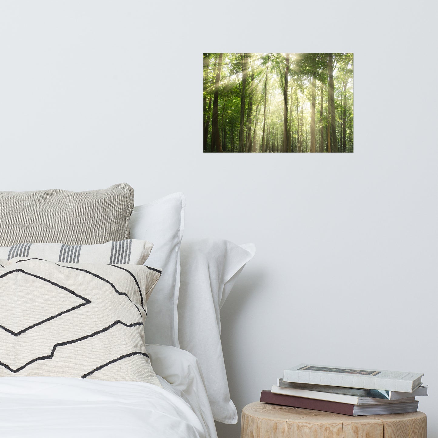 Sun Rays Through Treetops Rustic Farmhouse Style Landscape Photo Loose Wall Art Prints