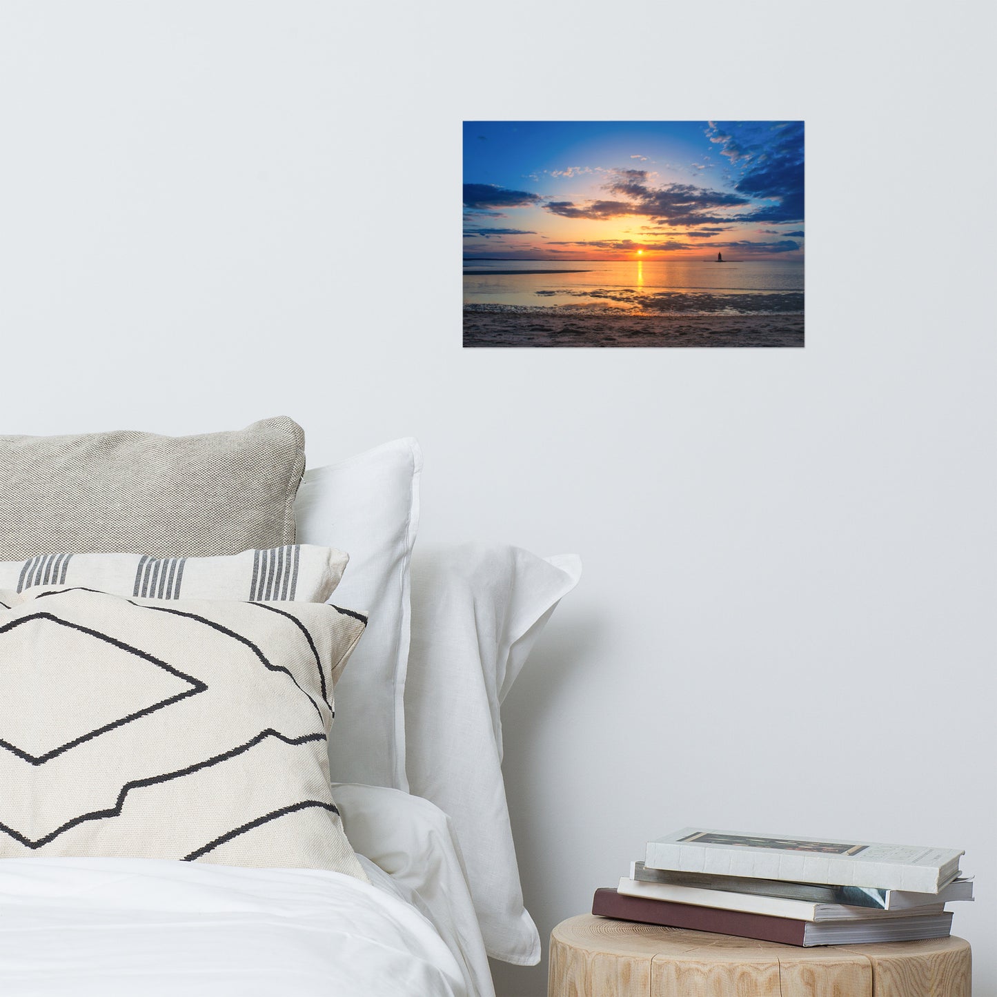 Sunset at Breakwater Lighthouse Landscape Photo Loose Wall Art Prints