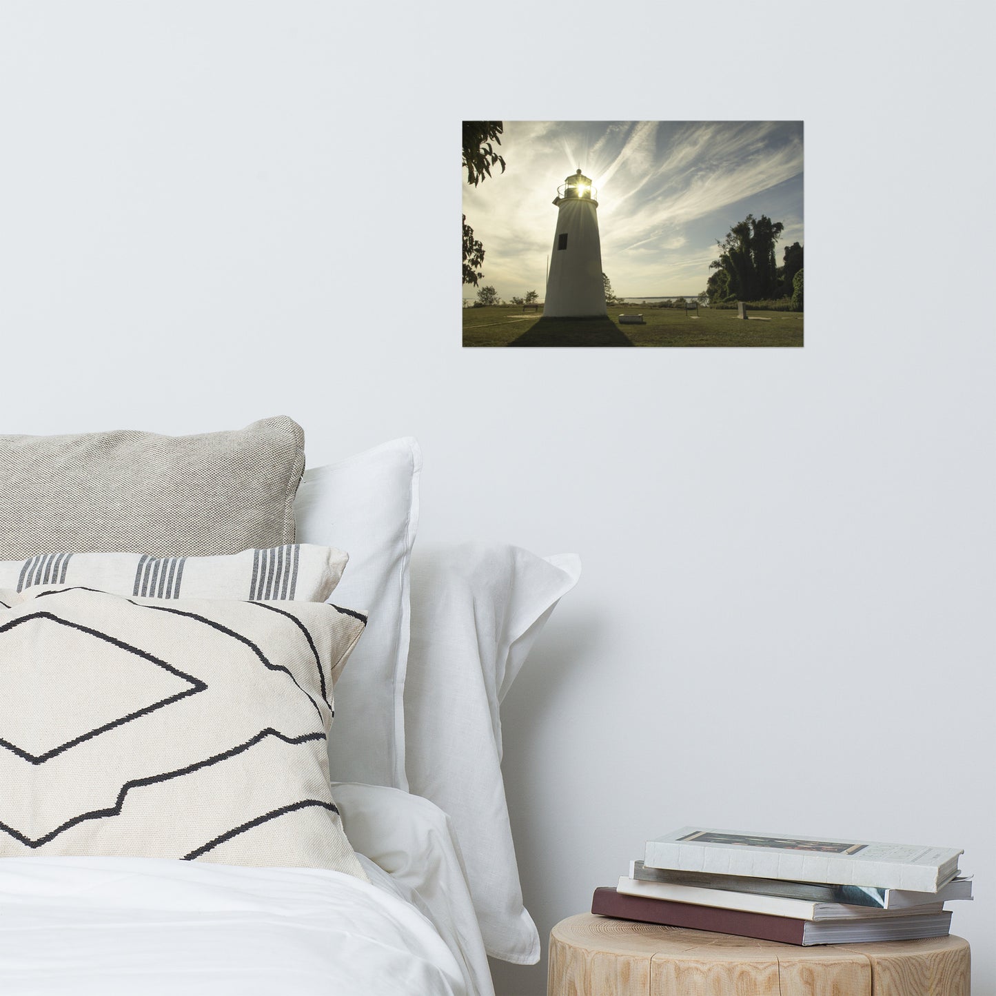 Turkey Point Lighthouse with Sun Flare Horizontal Architectural Coastal Landscape Loose Wall Art Prints