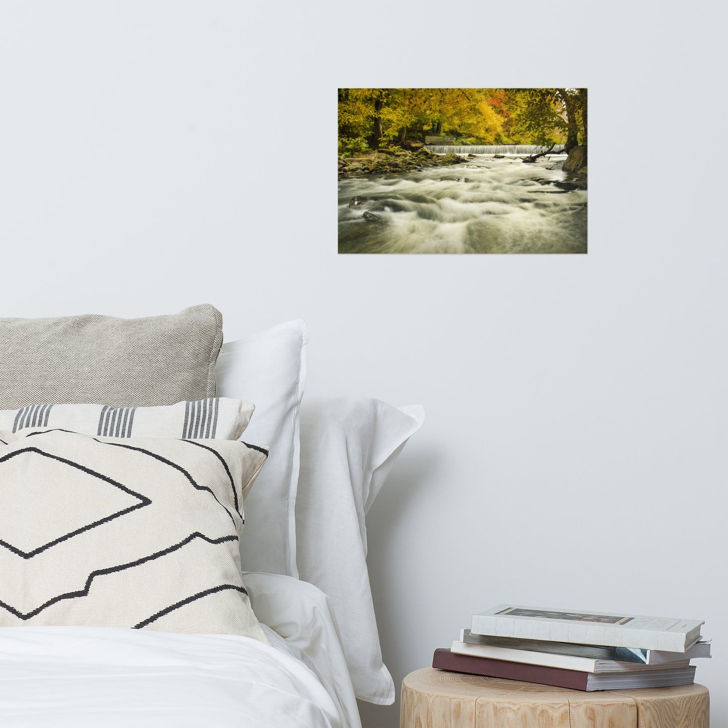Waterfalls in the Autumn Foliage Rustic Farmhouse Style Landscape Photo Loose Wall Art Prints