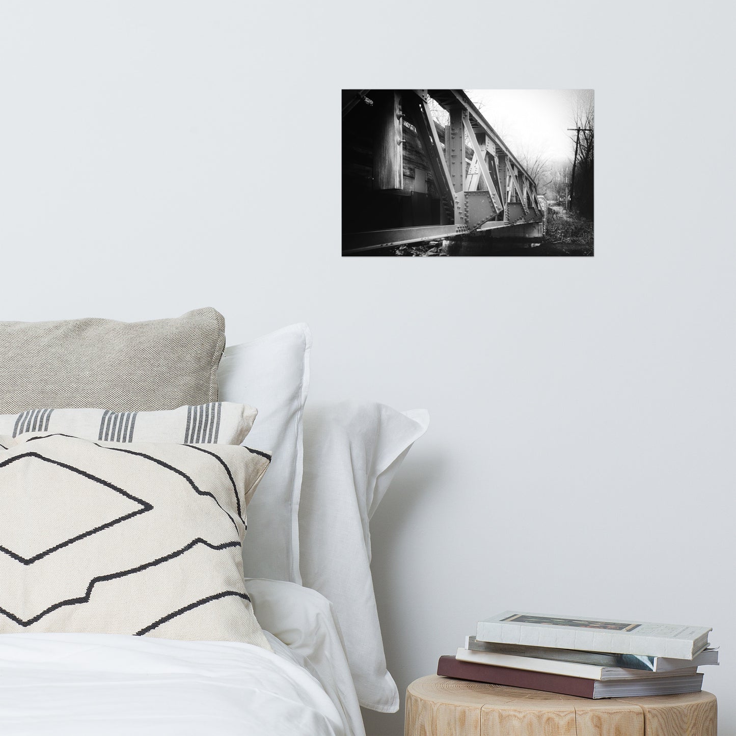 White Clay Creek Bridge Black and White Architectural Landscape Photo Loose Wall Art Prints