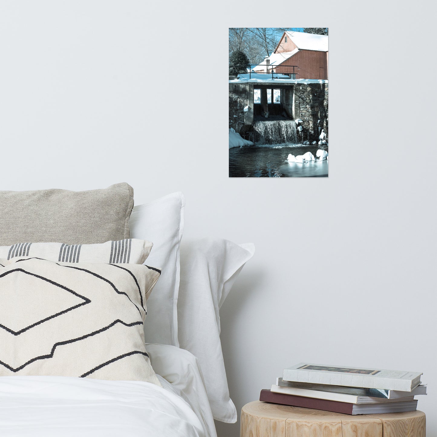 Winter Mill Rustic Farmhouse Style Architectural Landscape Photo Loose Wall Art Print