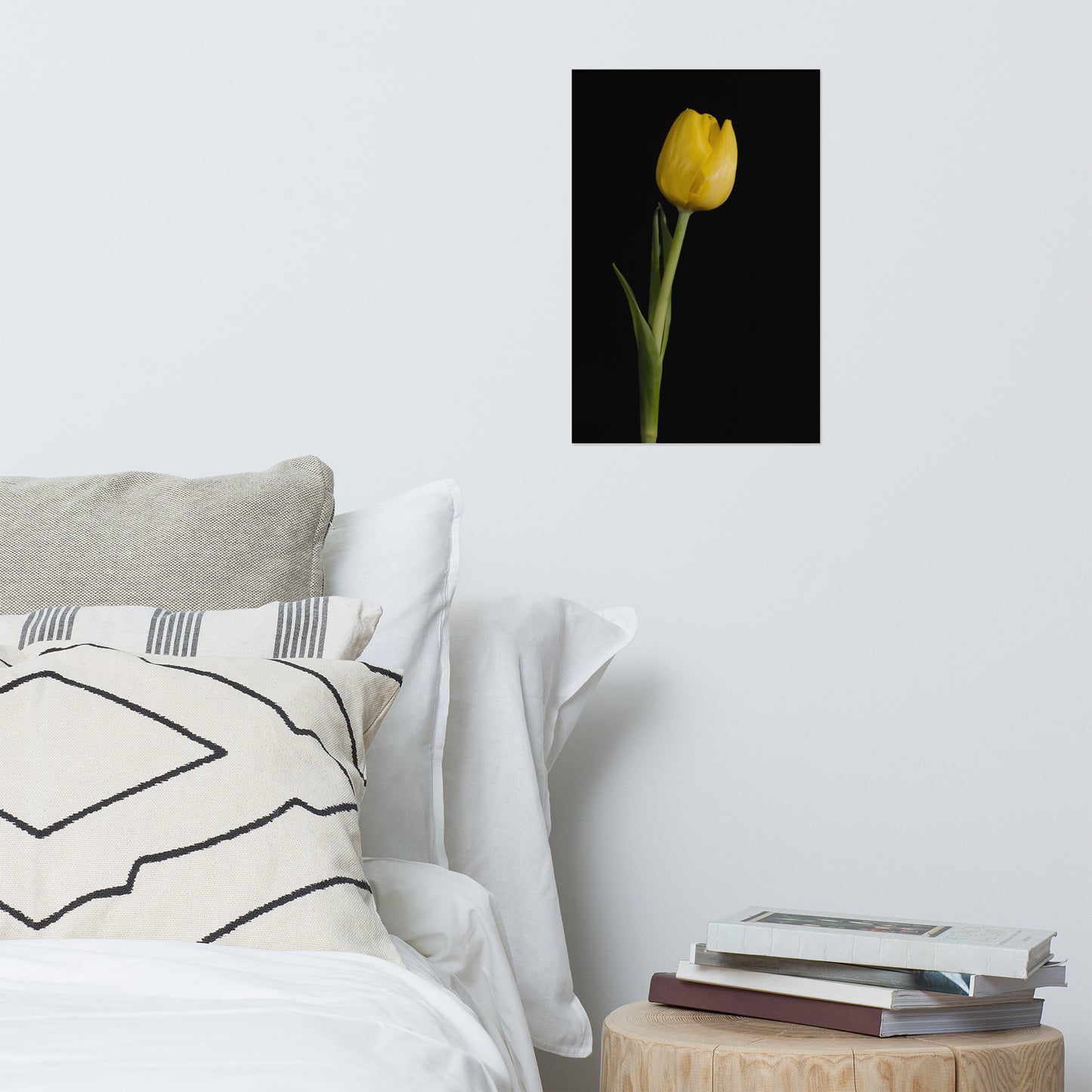 Yellow Tulip on Black Background Floral Nature Photo Loose Unframed Wall Art Prints