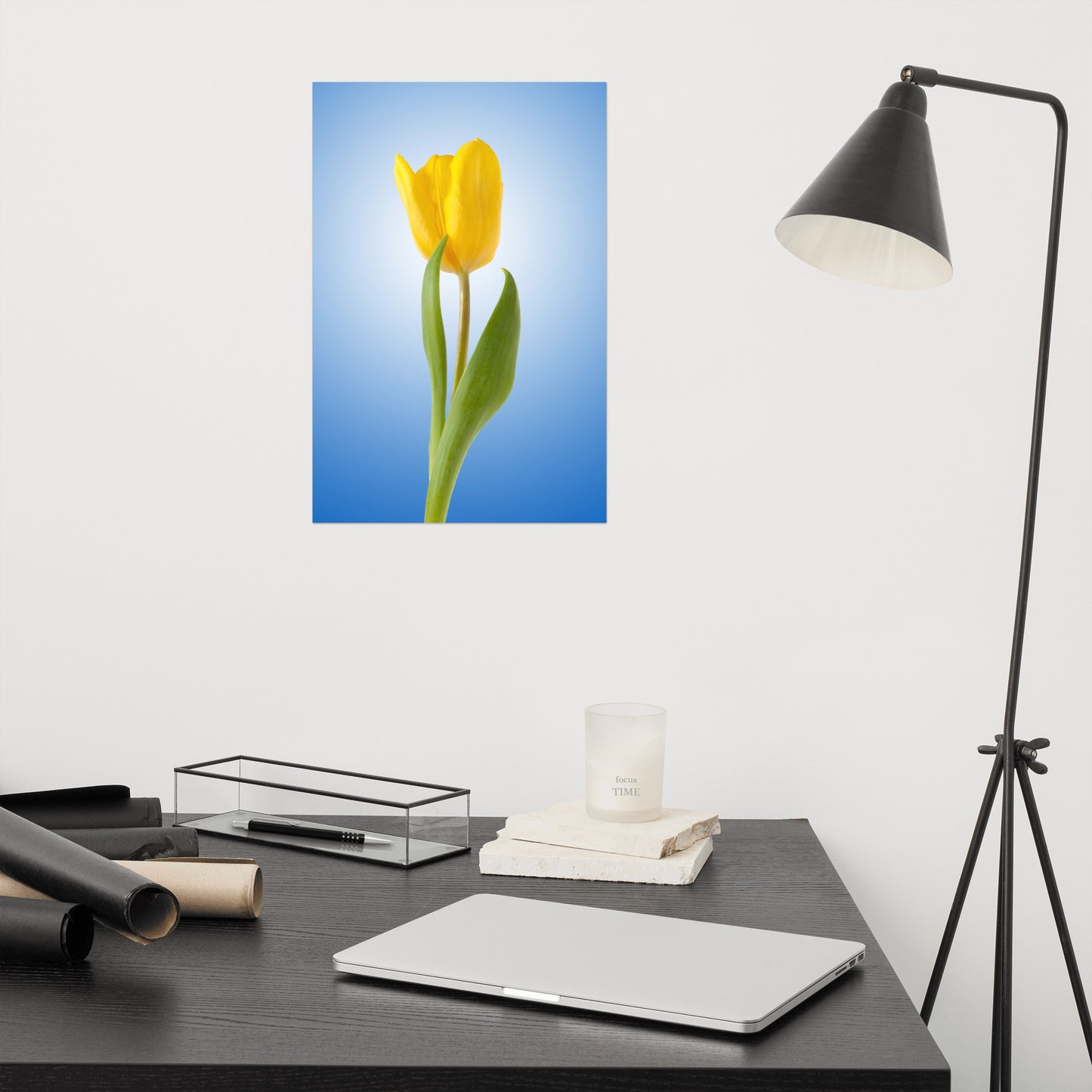Yellow Tulip Minimal Floral Nature Photo - For Ukraine Refugees Loose Wall Art Print