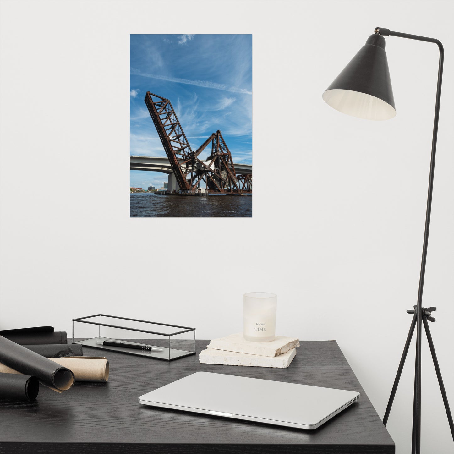 Train Drawbridge Jacksonville 3 Color Urban Landscape Loose Wall Art Print