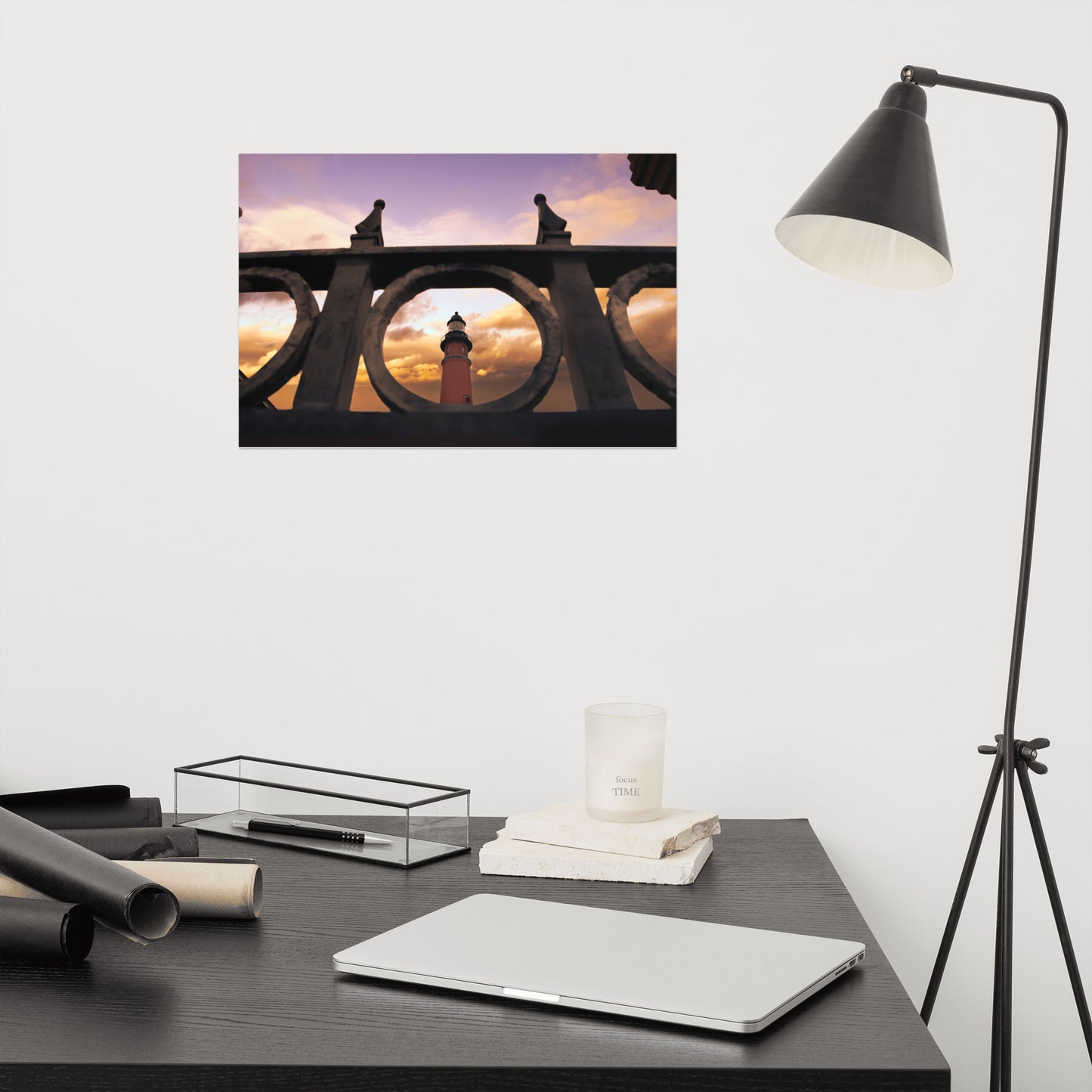 Ponce De Leon Lighthouse and Iron Fence Architectural Coastal Photo Loose Wall Art Prints