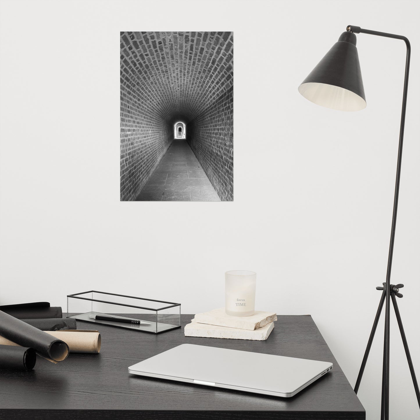 Fort Clinch Tunnel Black and White Photo Loose (Unframed) Wall Art Print