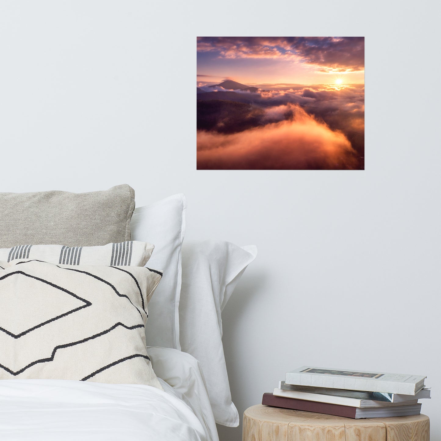 Heaven On Earth Mountains in Clouds at Sunrise Rustic Farmhouse Style Landscape Photo Loose Wall Art Prints