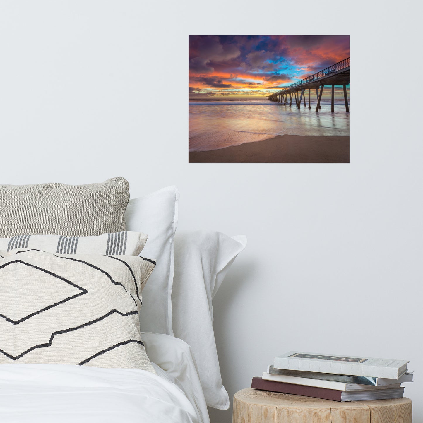 Dreamy Pier at Sunset Coastal Landscape Photo Loose Wall Art Prints