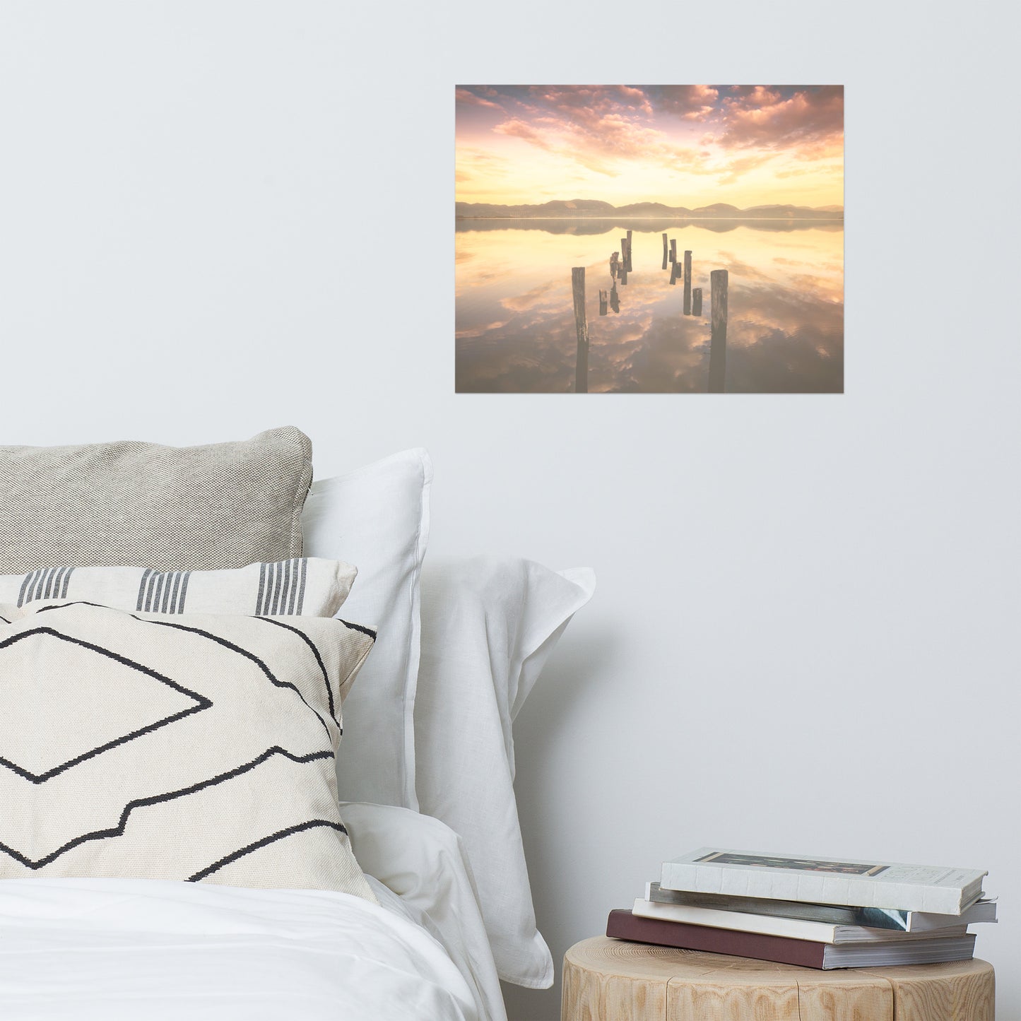 Sunset Pillars and Reflections on Lake Landscape Photo Loose Wall Art Prints