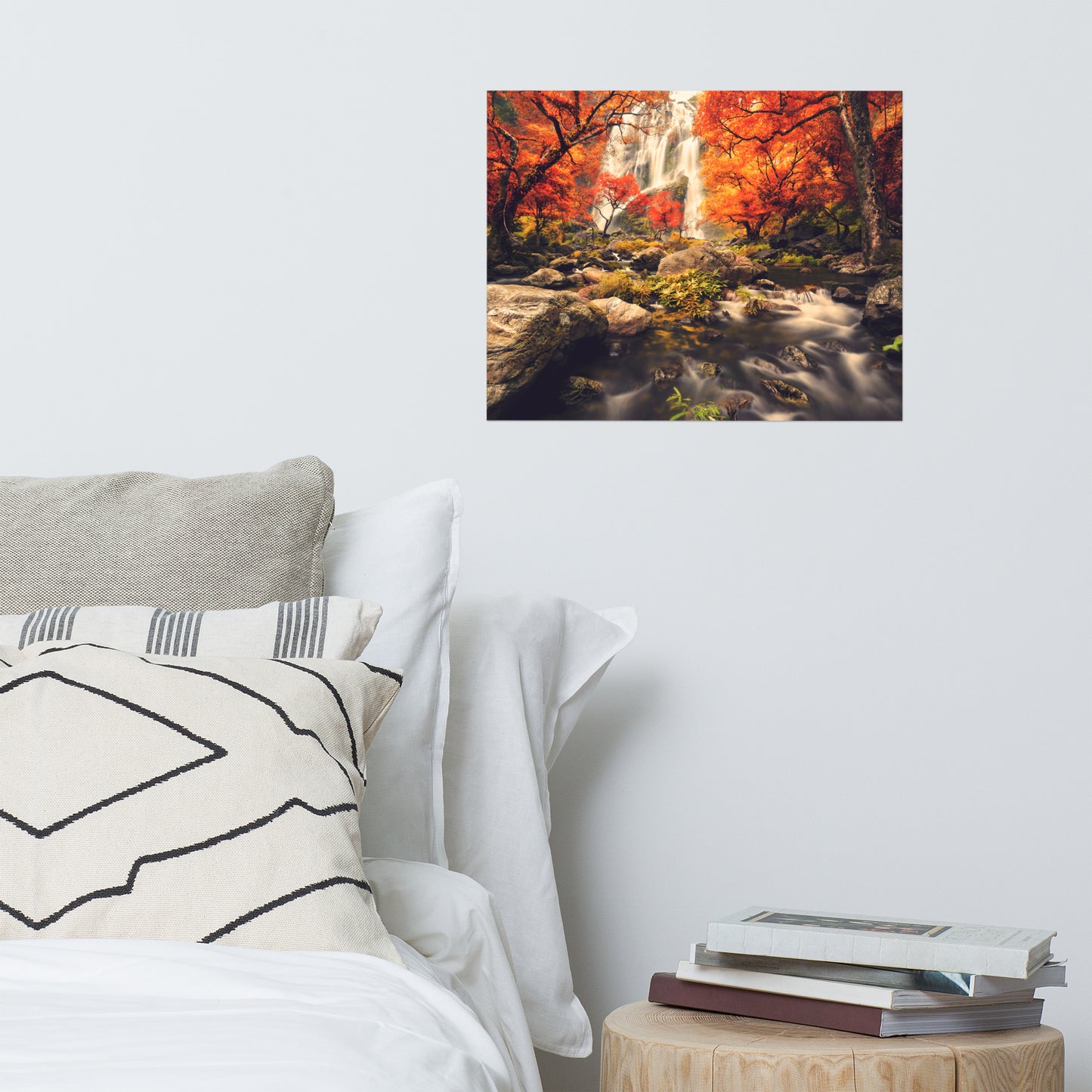 Waterfall in the Autumn with Golden Shadow Effect Landscape Photo Loose Wall Art Prints