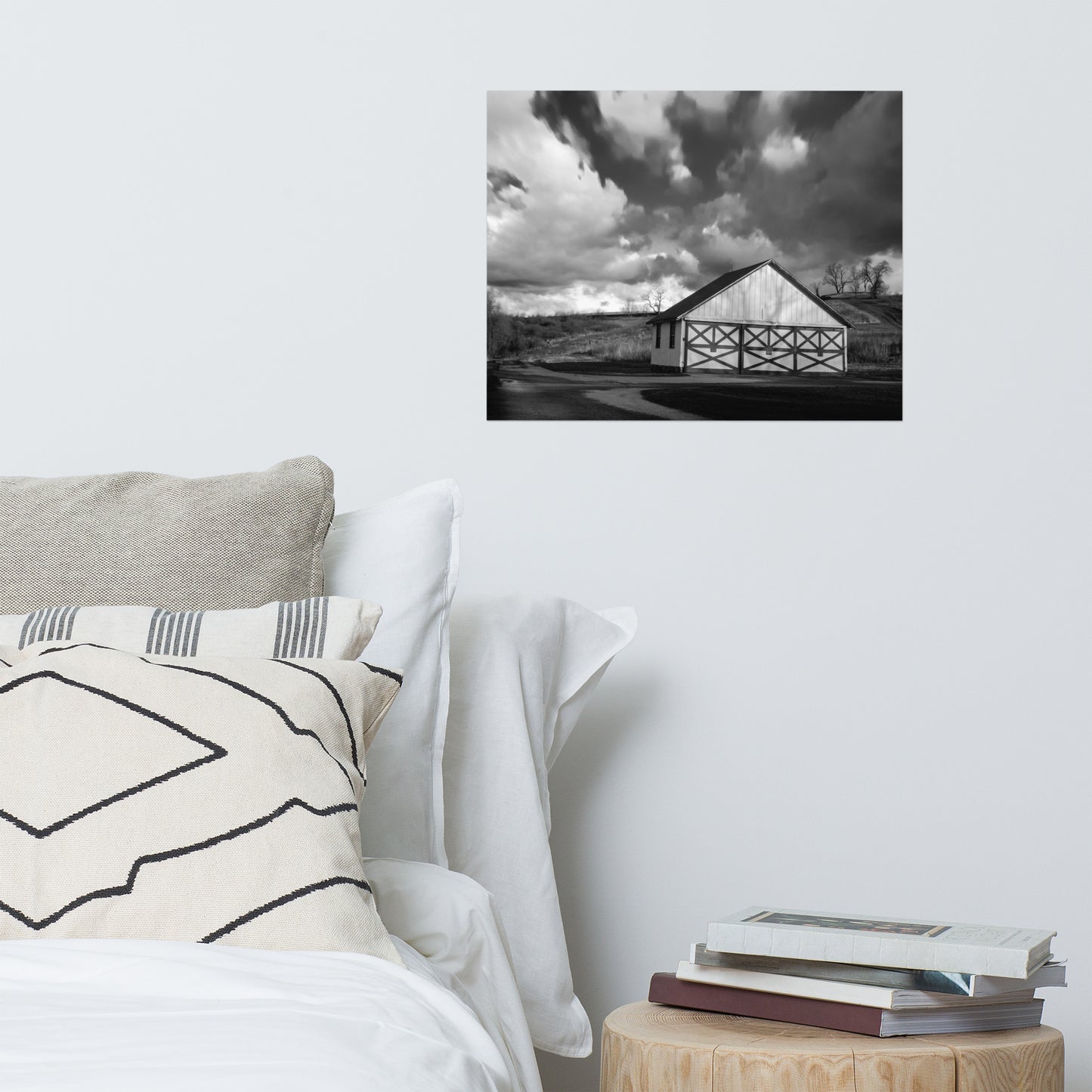 Bedroom Wall Decor Farmhouse: Aging Barn in the Morning Sun Black and White - Rural / Country Style Landscape / Nature Photograph Loose / Unframed / Frameless / Frameable Wall Art Print - Artwork