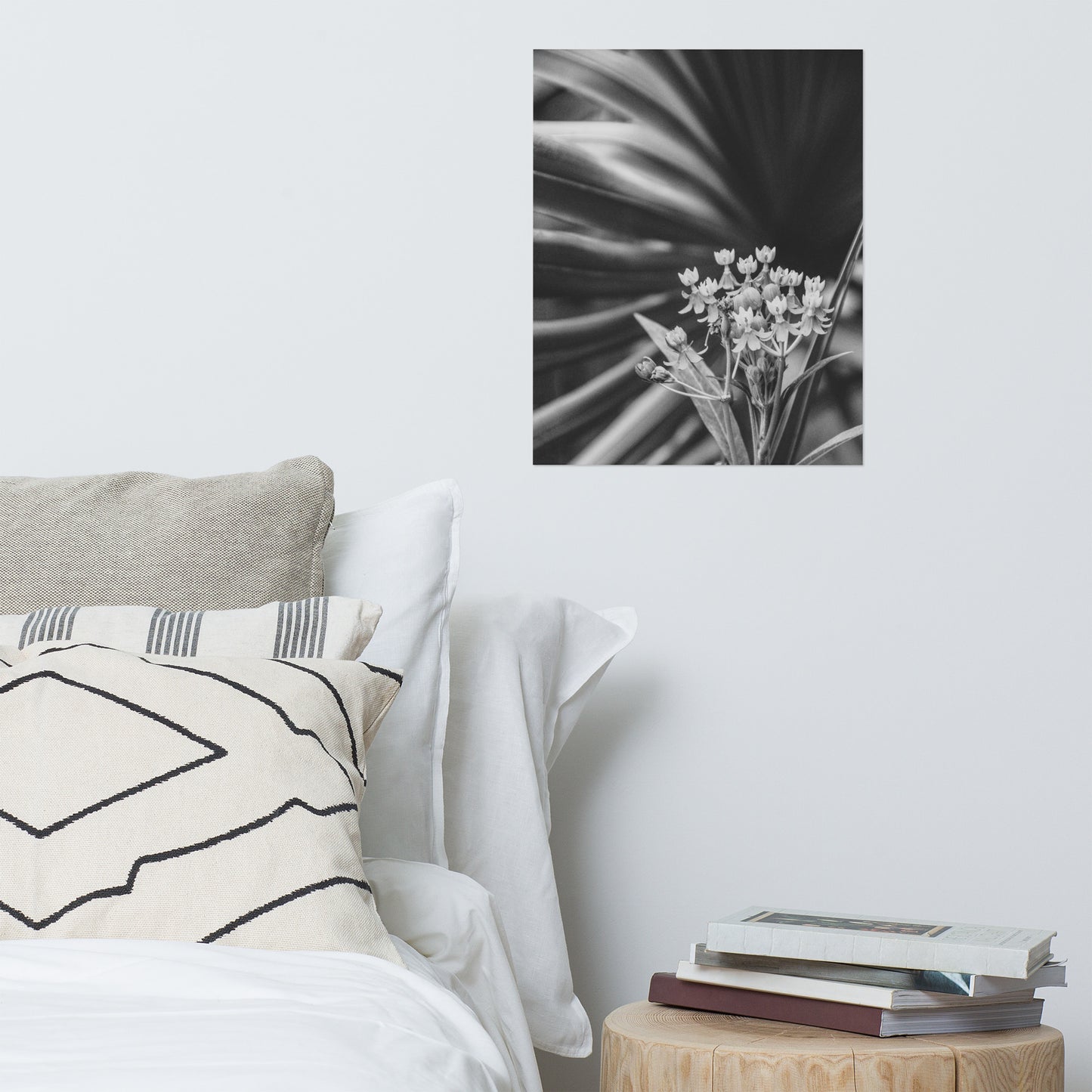 Bloodflowers and Palm Black and White Floral Nature Photo Loose Unframed Wall Art Prints