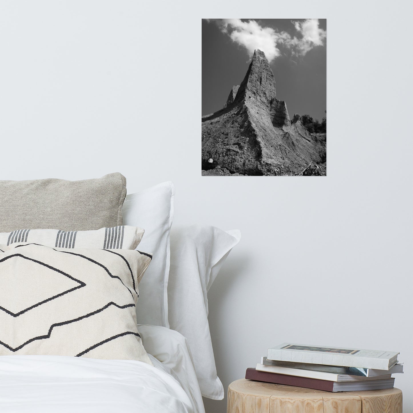 Chimney Bluff Black and White Rustic Landscape Photo Loose Wall Art Print