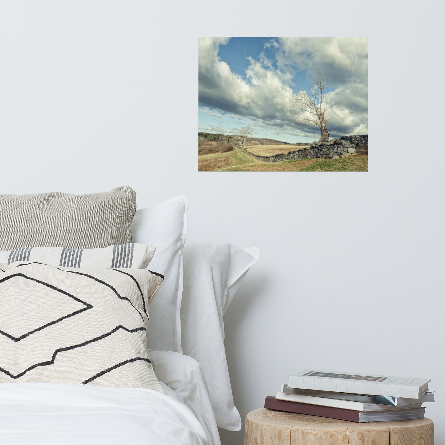 Dead Tree and Stone Wall Split Toned Farmhouse Style Landscape Photo Loose Wall Art Prints