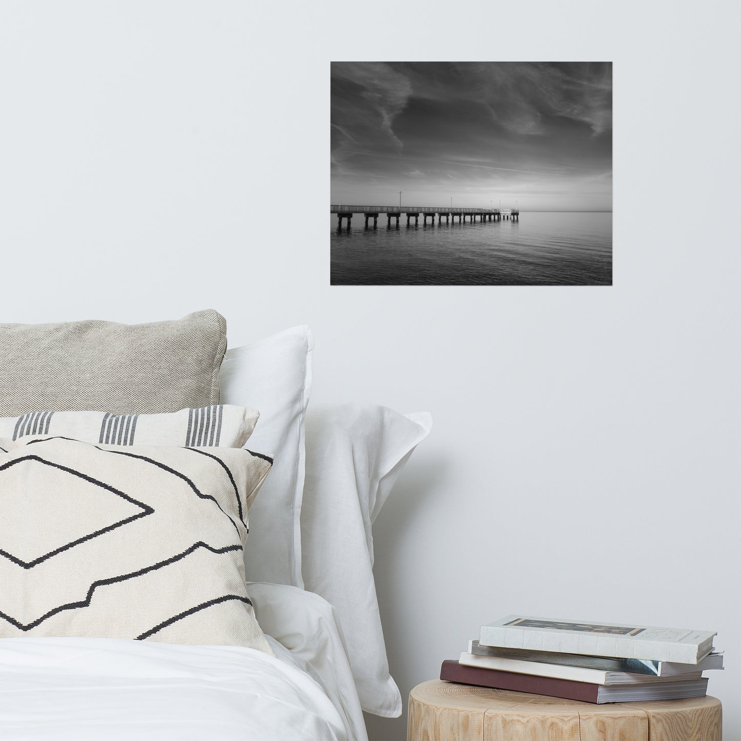 End of the Pier Black and White Landscape Photo Loose Wall Art Prints