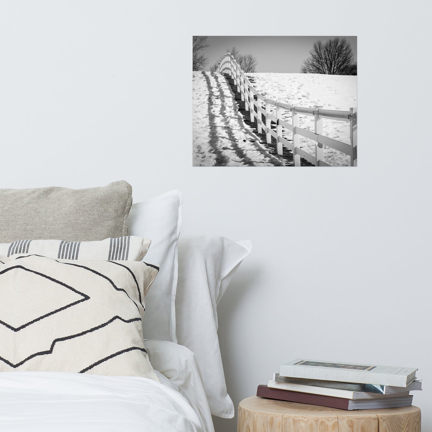 Endless Fences Black and White Farmhouse Style Landscape Photo Loose Wall Art Prints