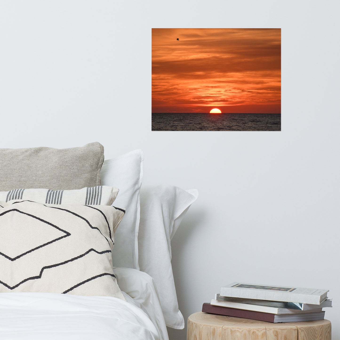 Fire in the Sky Coastal Sunset Landscape Photo Paper Wall Art Print