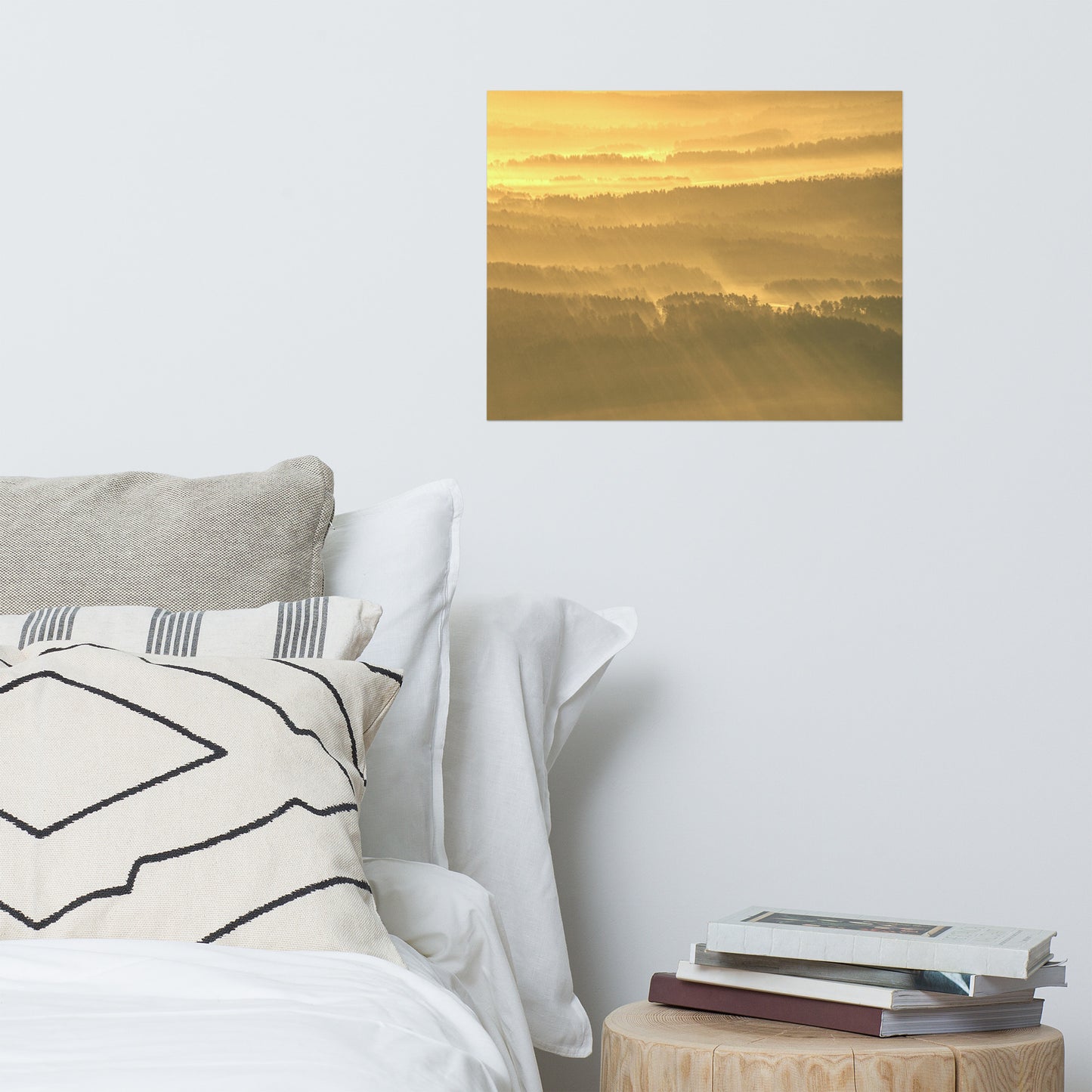 Golden Mist Valley - Hills & Mountain Range Rustic Farmhouse Style Landscape Photo Loose Wall Art Prints