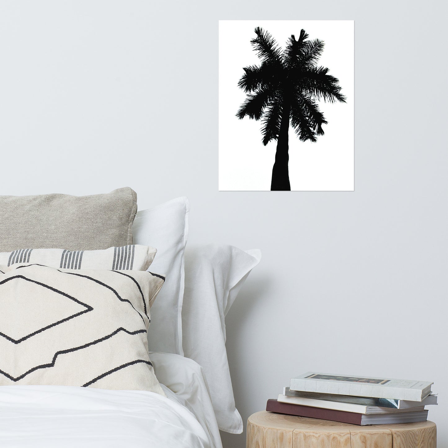 Palm Tree Silhouette on Pure White Botanical Nature Photo Loose Unframed Wall Art Prints