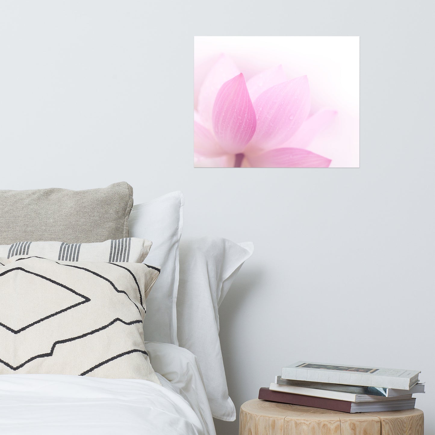 Peaceful Close-up Pink Lotus Petal Floral Nature Photo Loose Flower Wall Art Print