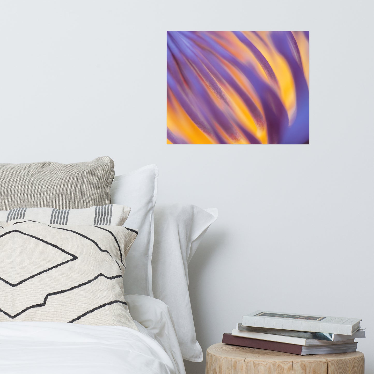 Purple and Yellow Lotus Flower Filaments Loose Nature Wall Art Print