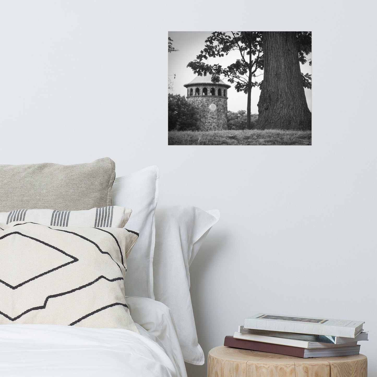 Rockford Tower 2 Rustic Farmhouse Style Black and White Landscape Photo Loose Wall Art Prints