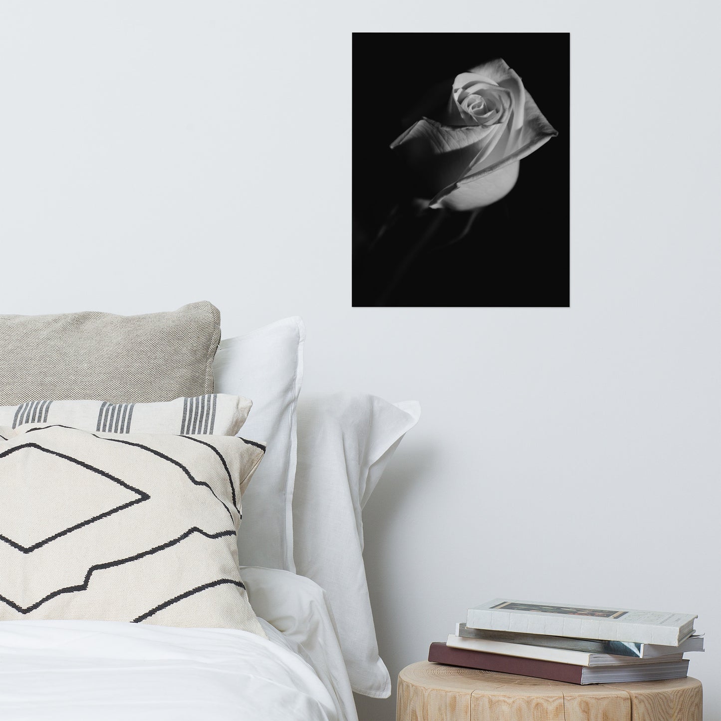 Rose on Black Black and White Floral Nature Photo Loose Unframed Wall Art Prints