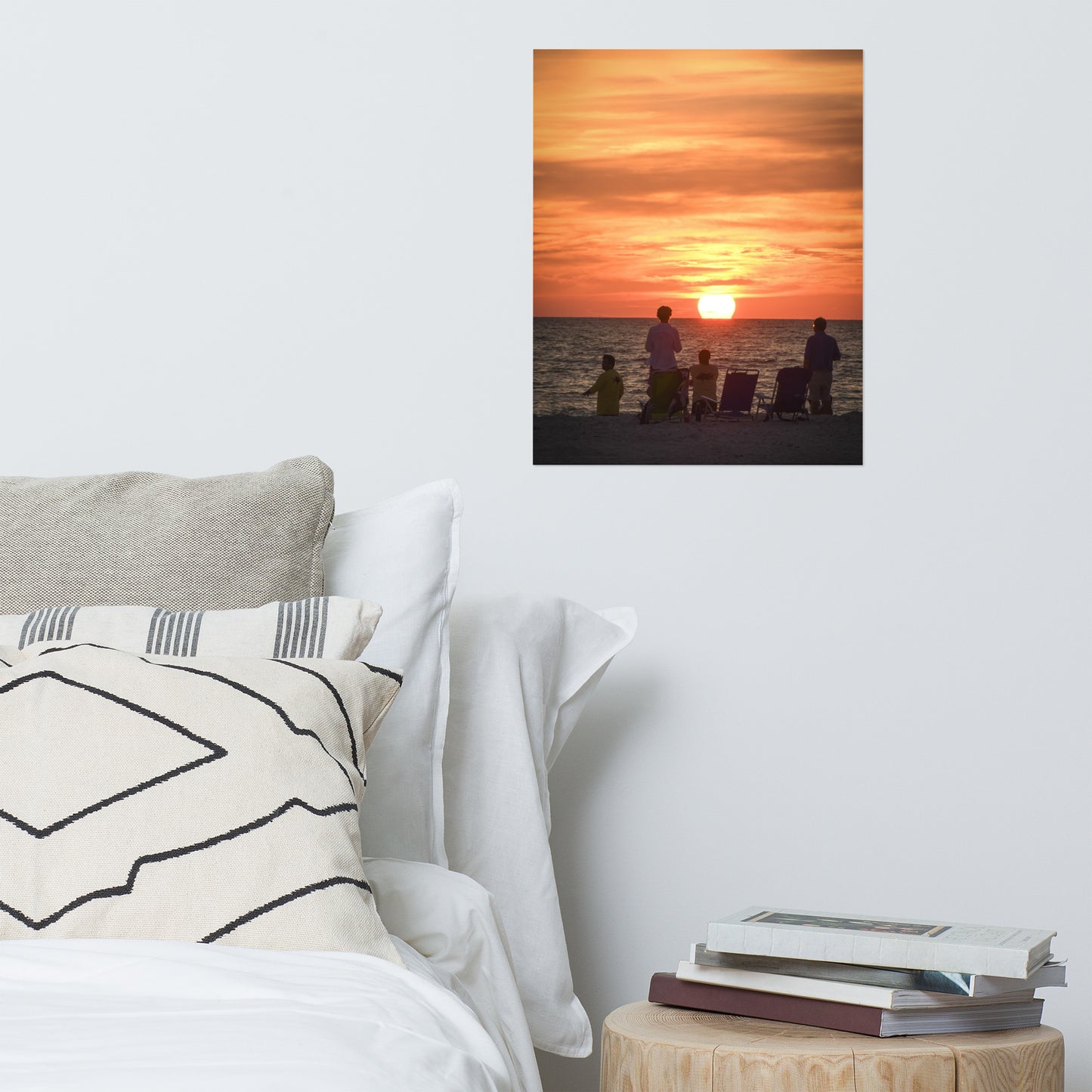 Summer Sunset Spectators Coastal Sunset Landscape Photo Paper Poster