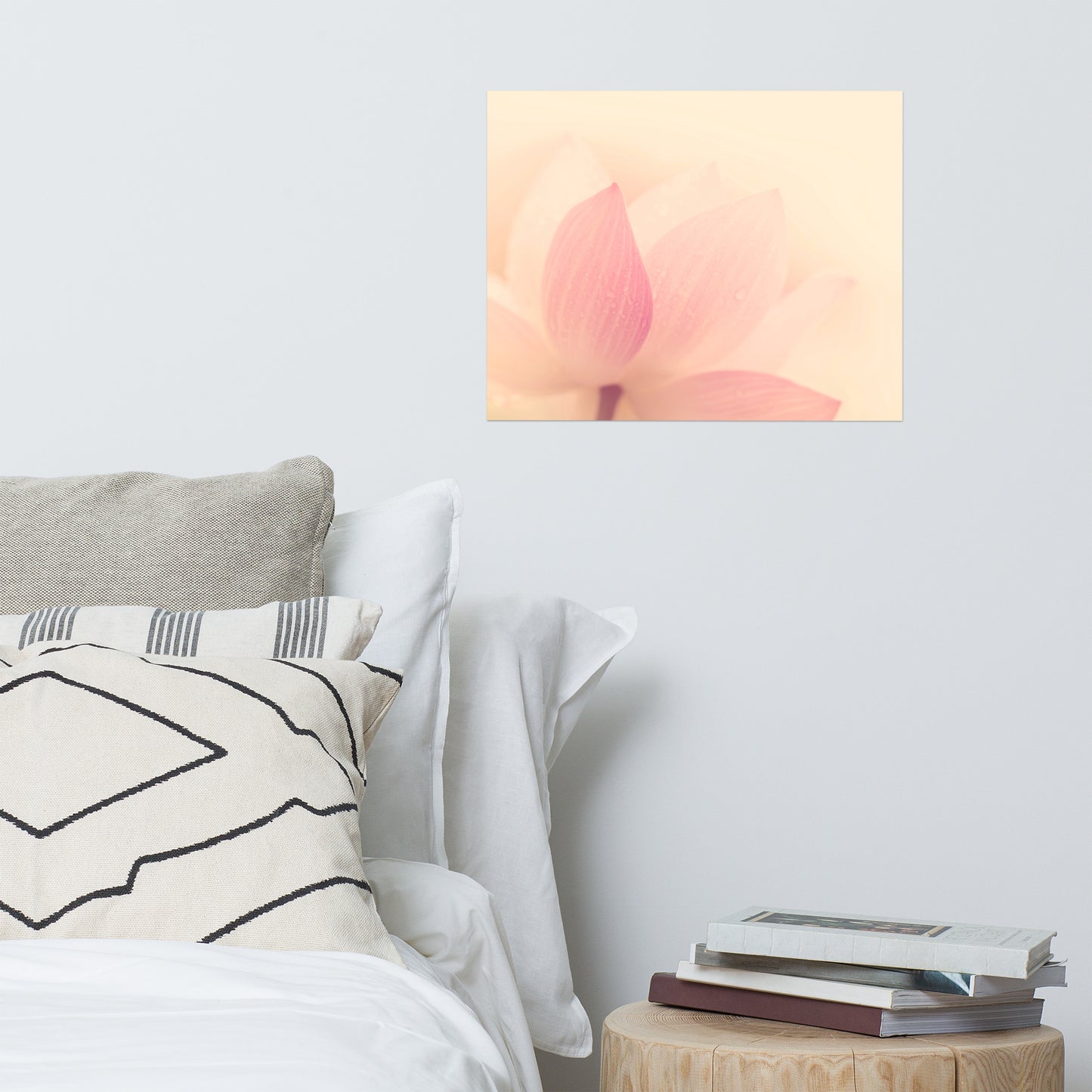 Tranquil Close-up Pink Lotus Petal Floral Nature Photo Loose Flower Wall Art Print